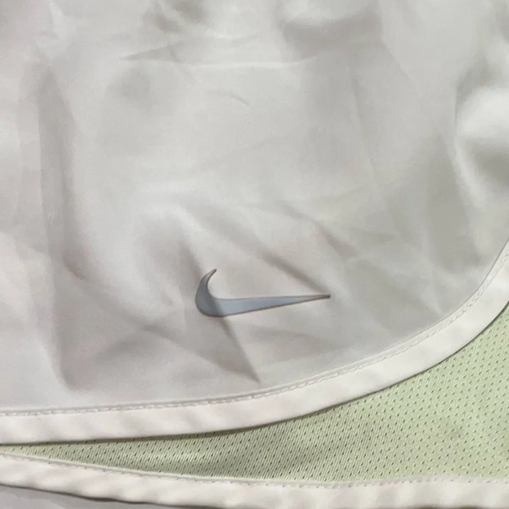 Nike Athletic Tempo Shorts Elastic Waist Pull-On Swoosh Logo White Lime Small